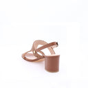 ALBANO - Sandales à talon moyen en cuir tressé - Cognac