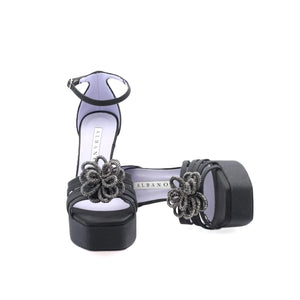 ALBANO - Sandales à plateforme - Noir brillant