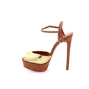 CASADEI® - Flora Cristal Sandales Plateformes en cuir - Caramel & Doré
