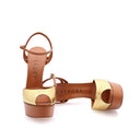 CASADEI® - Flora Cristal Sandales Plateformes en cuir - Caramel & Doré