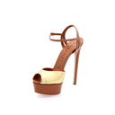 CASADEI® - Flora Cristal Sandales Plateformes en cuir - Caramel & Doré