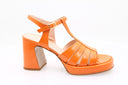 MOMENTO MODA - Sandale à talon en cuir verni - Orange